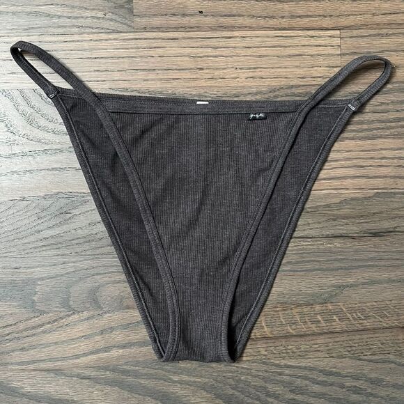 Victorias Secret Pink Soft Cotton Ribbed String Bikini panty Gray Bundle of 3 - Picture 8 of 10